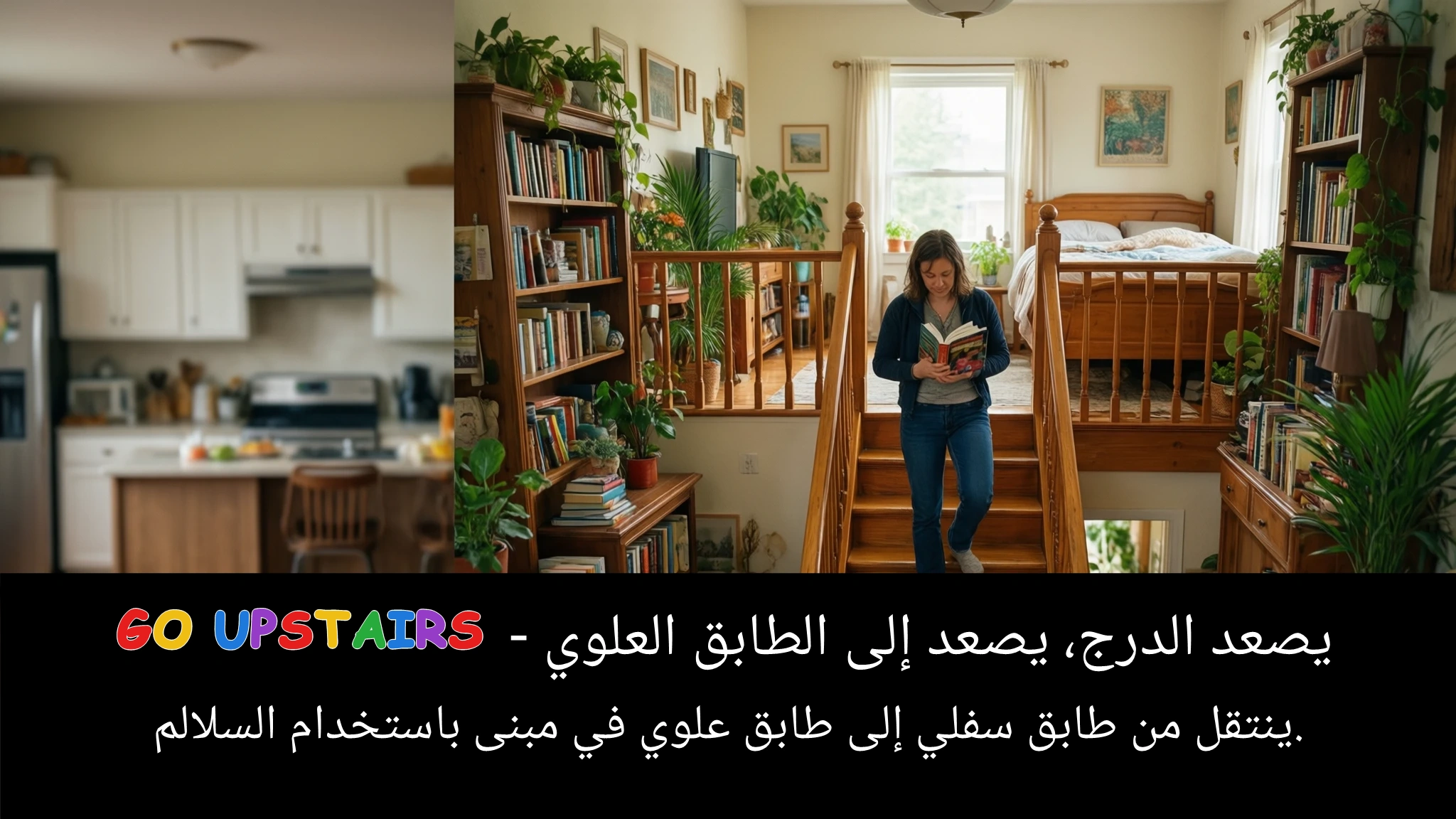 Arabic Illustration for go upstairs